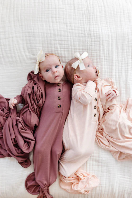 Rosie Ribbed Knotted Gown - Newborn-3 Month
