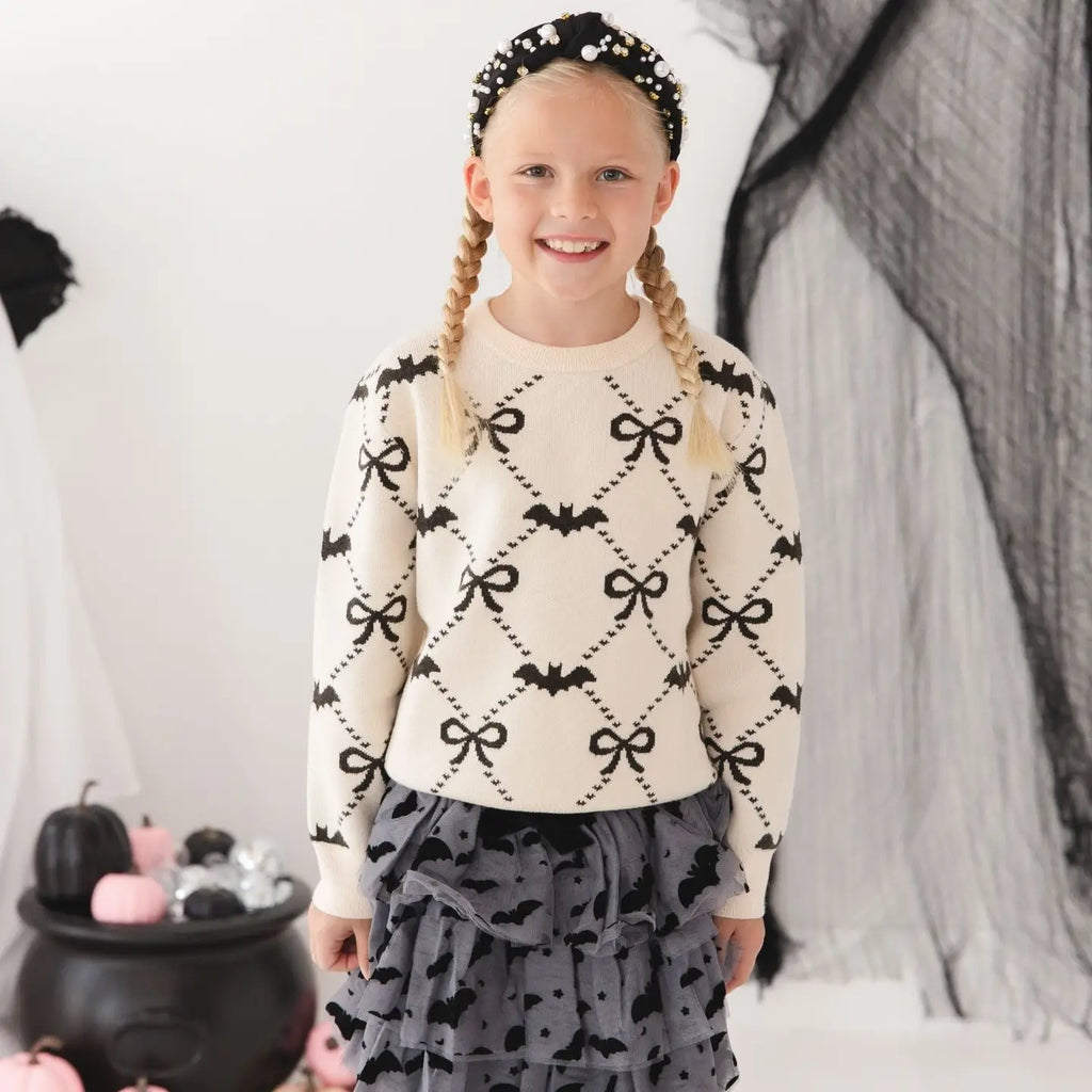 Bat Trellis Halloween Women's Sweater - Mommy and Me