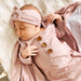 Tiny Hearts in Dusty Pink Newborn Baby Knot Gown & Hat Set
