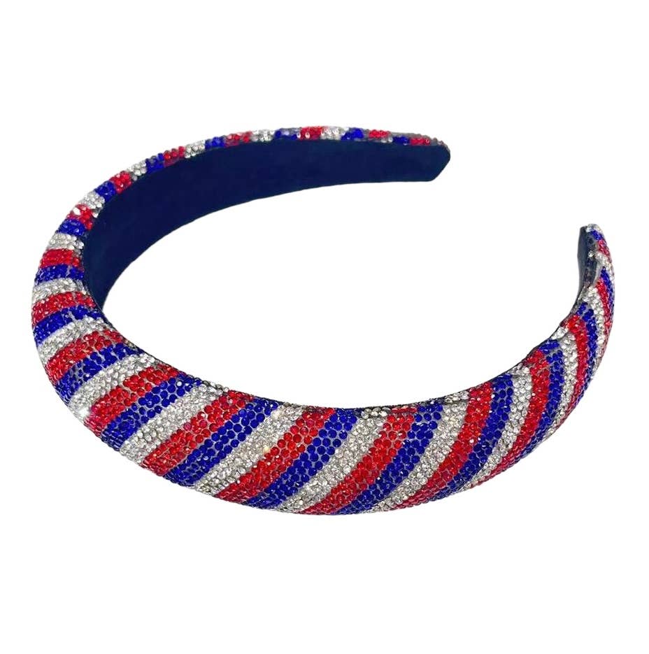 Patriotic Stripe Crystal Studded Headband 4th of July