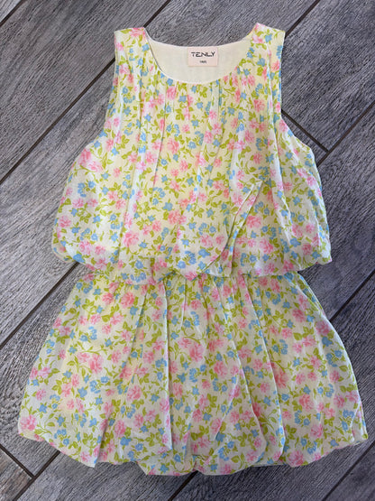 PRINT GAUZE GRECIAN BUBBLE TOP COMING UP ROSES