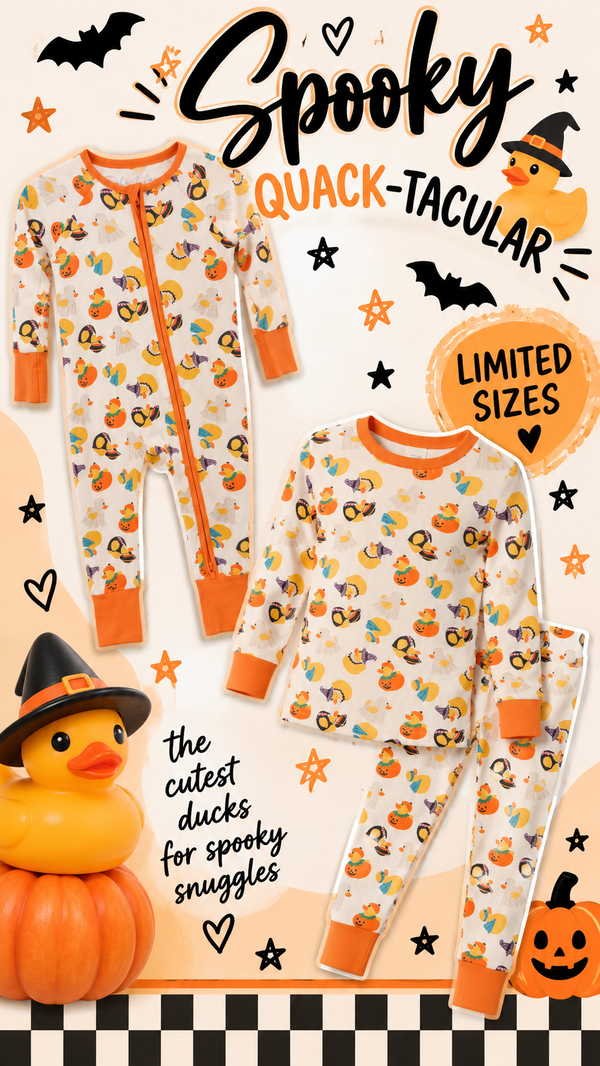 spooky quack-tacular bamboo zipper pajama