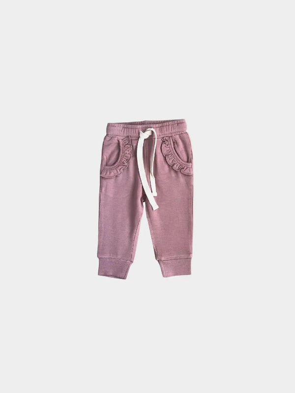 Girl's Ruffle Joggers - Burlwood