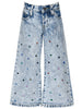 Acid Wash Denim Pants w/ Rhinestones