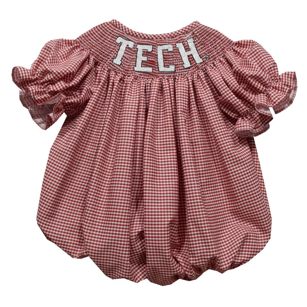 Texas Tech Red Raiders Smocked Red Gingham Girls Bubble