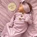 Tiny Hearts in Dusty Pink Newborn Baby Knot Gown & Hat Set