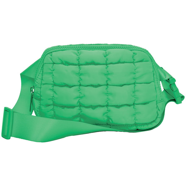 Glam Green Quilted Belt Bag