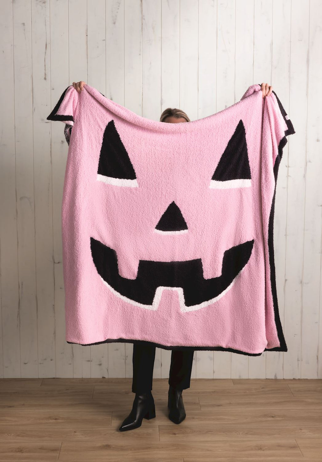Pink Jack-O-Lantern Chenille Blanket