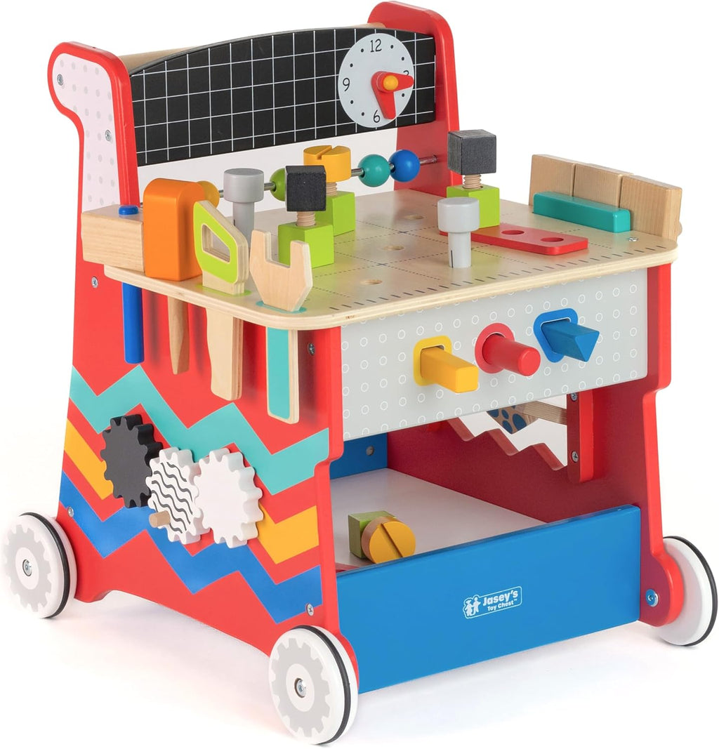 On-the-Go Wooden Workbench | 2-in-1 Push Walker Portable Tool Set (Local PICKUP only)