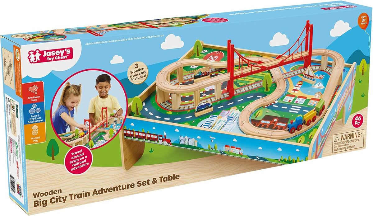 Wooden Big City Train Adventure Set & Table (Local Pick up only)