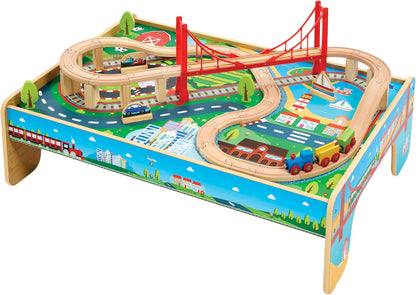 Wooden Big City Train Adventure Set & Table (Local Pick up only)