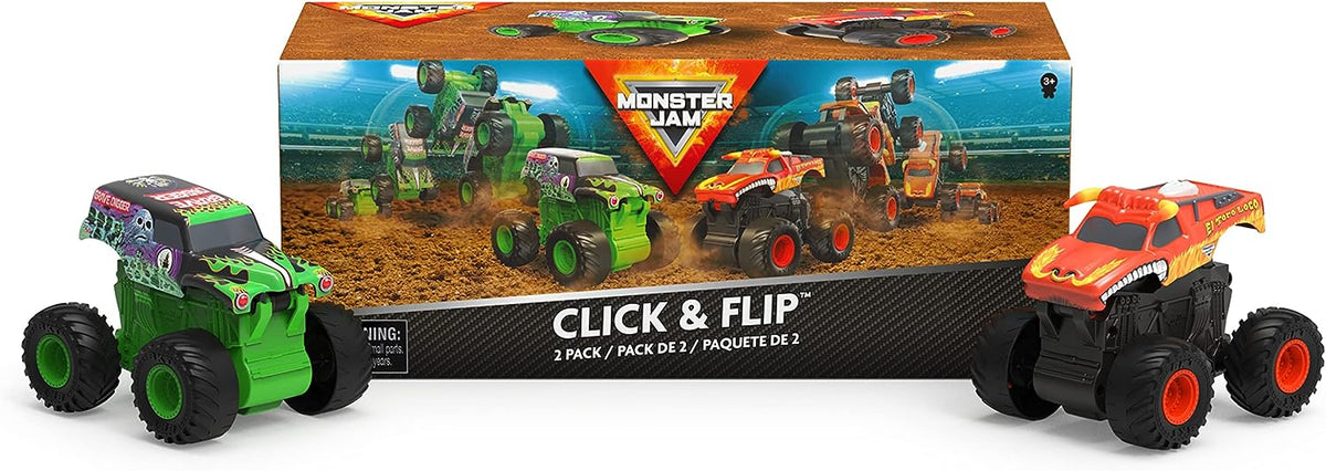 Monster Jam, 2-Pack Official Grave Digger and El Toro Loco Clip & Flip Monster Trucks