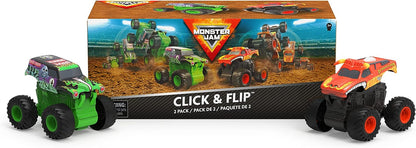 Monster Jam, 2-Pack Official Grave Digger and El Toro Loco Clip & Flip Monster Trucks