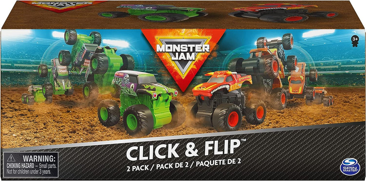 Monster Jam, 2-Pack Official Grave Digger and El Toro Loco Clip & Flip Monster Trucks