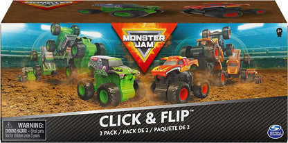 Monster Jam, 2-Pack Official Grave Digger and El Toro Loco Clip & Flip Monster Trucks