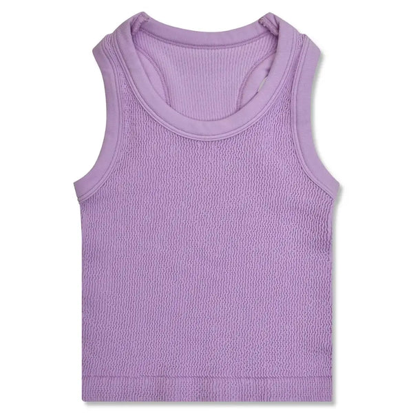 Lavender Cropped Smocked Racerback Tank Top