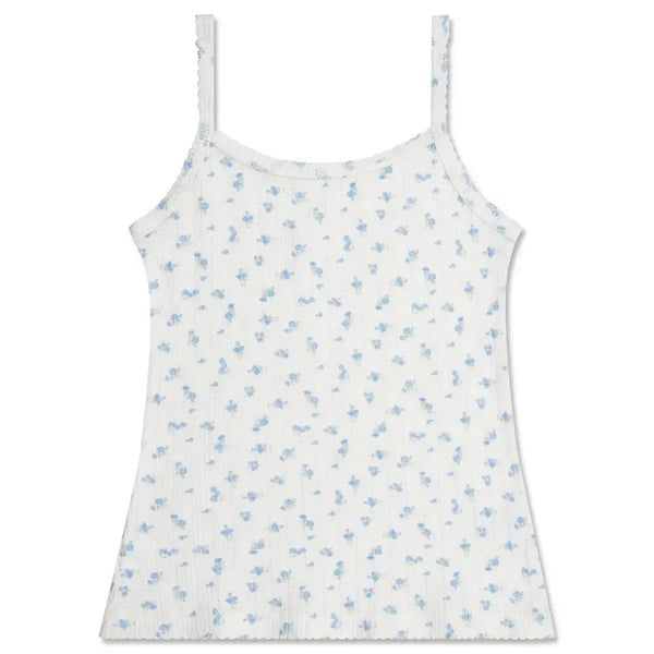 Blue Floral Pointelle Tank Top and Short Set