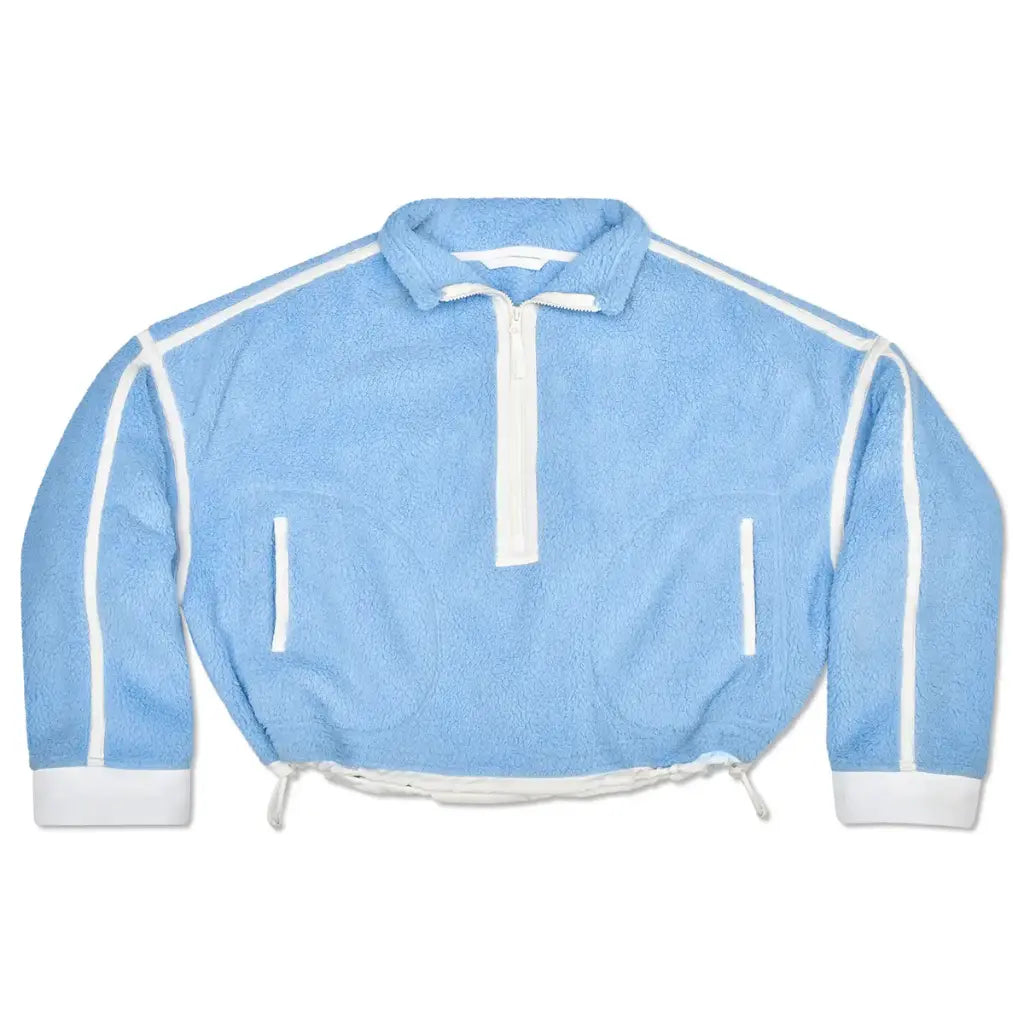 1/2 Zip Blue & White Sherpa Pullover - Blue
