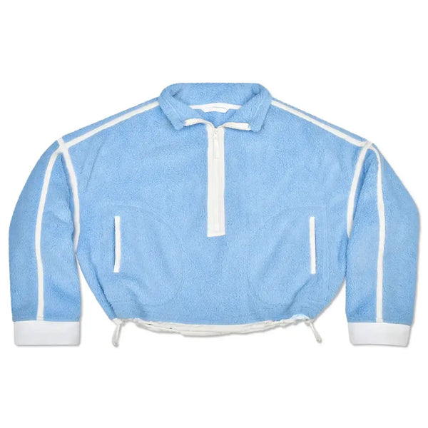 1/2 Zip Blue & White Sherpa Pullover - Blue