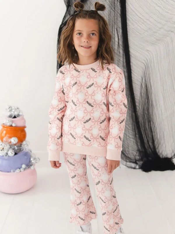Bat and Ghost Trellis Halloween Flare Legging