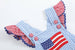 Light Blue and Red Gingham USA Flag Ruffle Romper