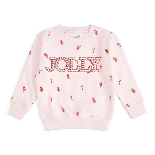 Jolly Pearl Patch Candy Cane Christmas Sweatshirt - Kids
