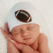 Chenille Football Newborn Hospital Hat- Oatmeal / Newborn