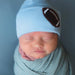 Chenille Football Newborn Hospital Hat- Oatmeal / Newborn