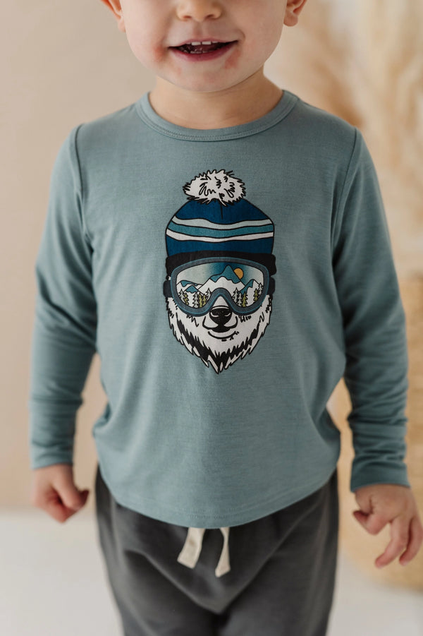 Boy's Long Sleeve Tee - Ski Bear