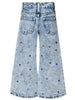 Acid Wash Denim Pants w/ Rhinestones