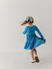 GIRLS LONG SLEEVE DOUBLE TIERED DRESS - Stonewash