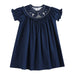 Blue Nativity Smocked Ruffle Bishop Dress