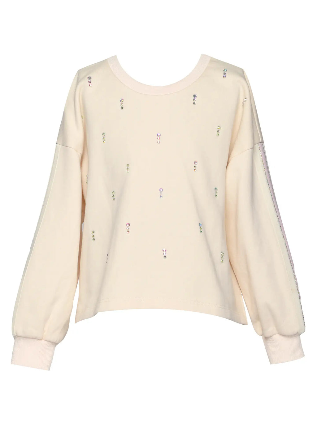French Terry Sweatshirt w/ Rhinestone Embellishments