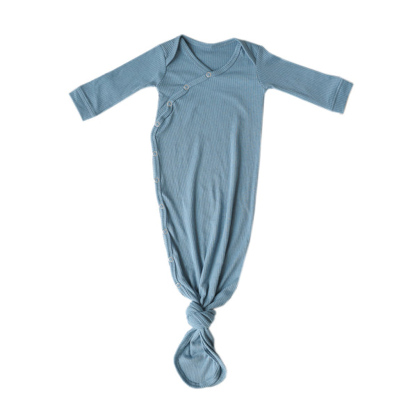 Atlantic Rib Knit Newborn Knotted Gown