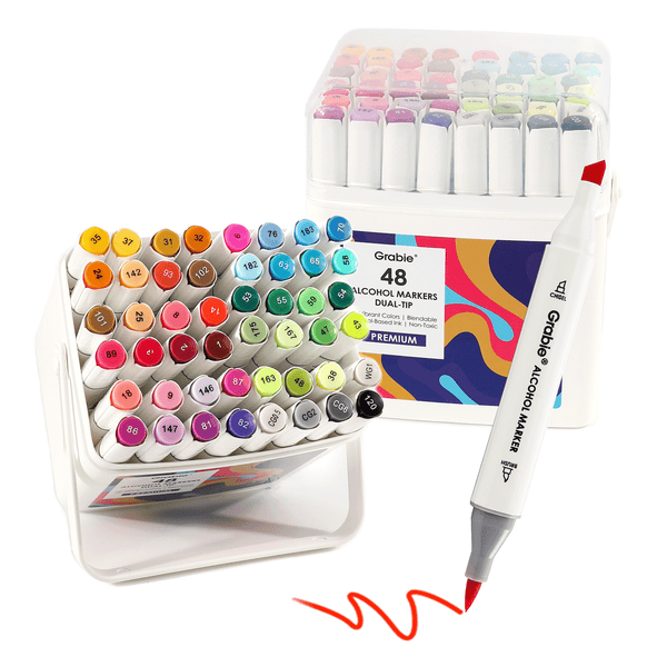 Dual-Tip Alcohol-Based Marker Set Of 48 With Color