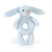 Bashful Bunny Ring Rattle Blue
