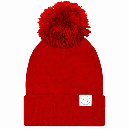 Beanie with POM - Cherry Red