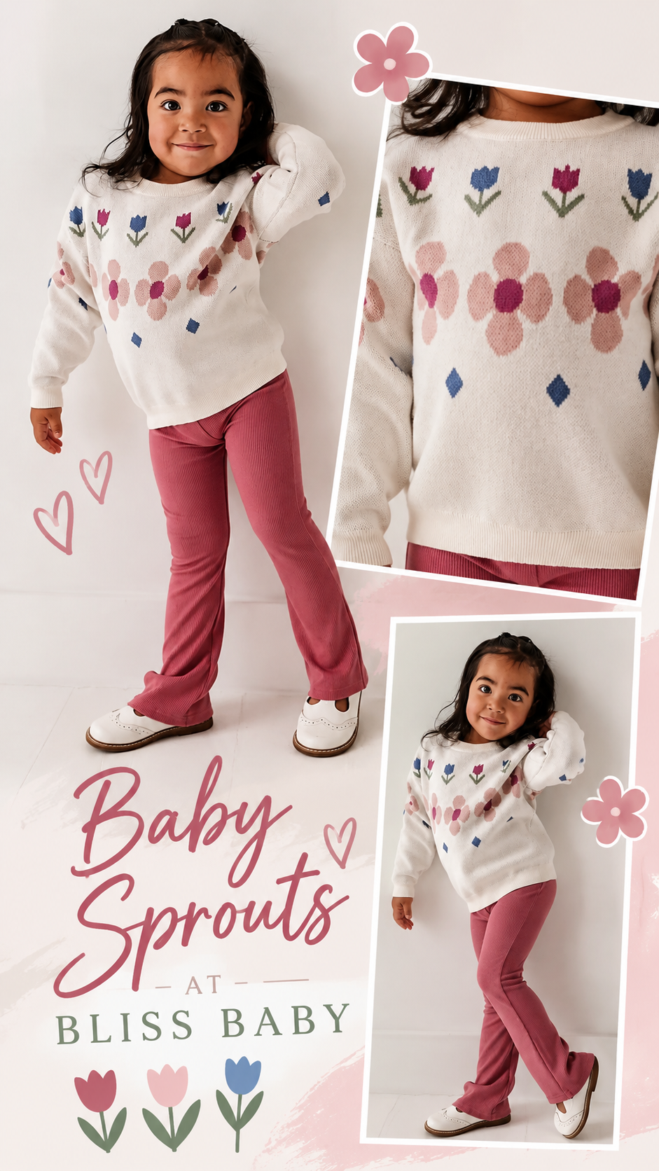 KNIT SWEATER -  Tulip Intarsia