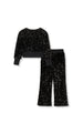 Velour Sequin Pant Set - Black