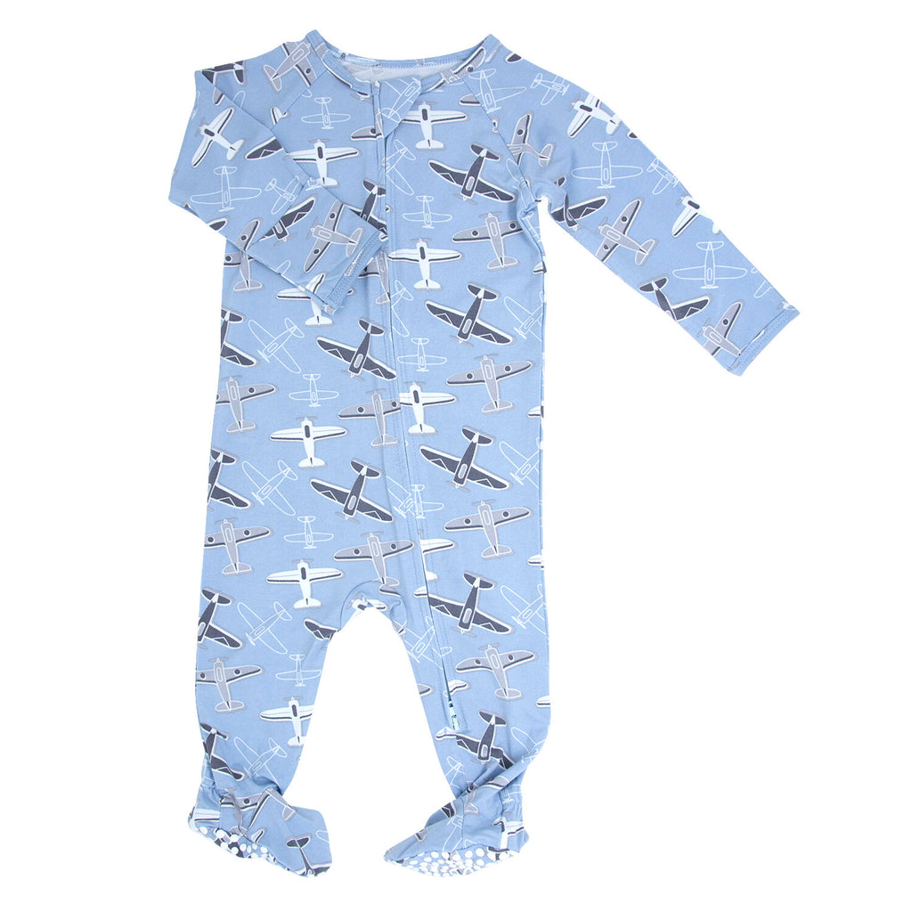 Zipper Footie - Blue Aircrafts