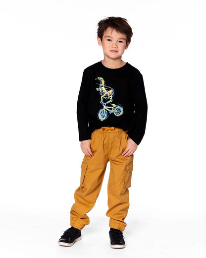 Long Sleeve Cotton Jersey Tee Shirt Black