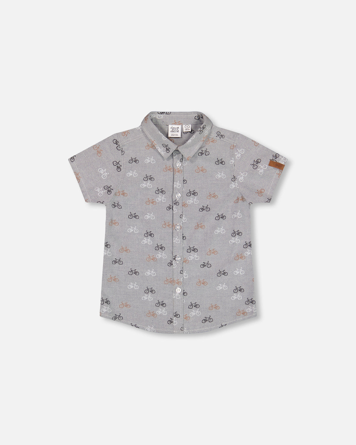 Short Sleeve Chambray Shirt Dark Grey Printed Bicycle