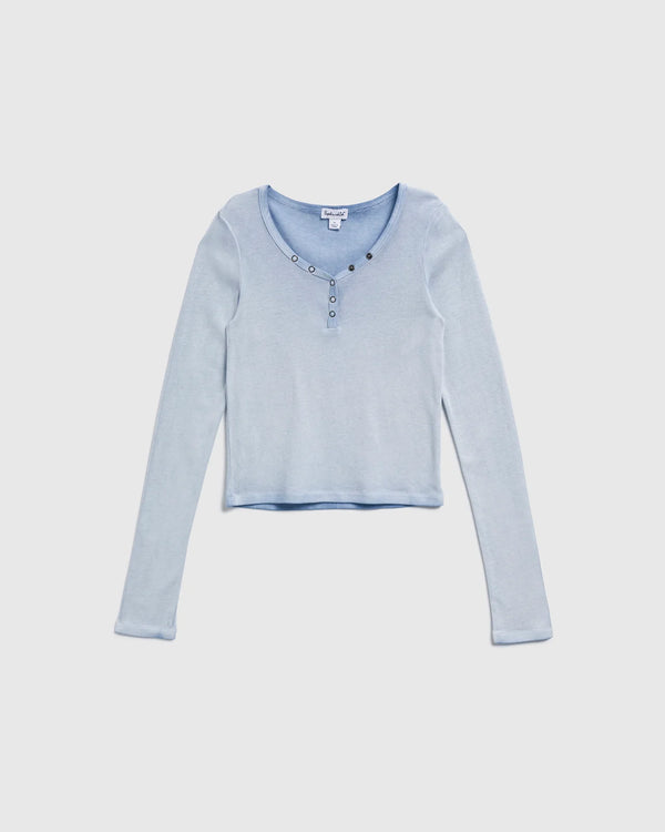 Girls Long Sleeve Vintage Henley - CHICORY
