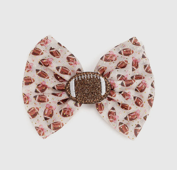 Football Cutie Tulle Bow Clip × 3