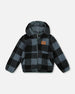 Reversible Sherpa Jacket Blue And Black Plaid