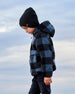 Reversible Sherpa Jacket Blue And Black Plaid