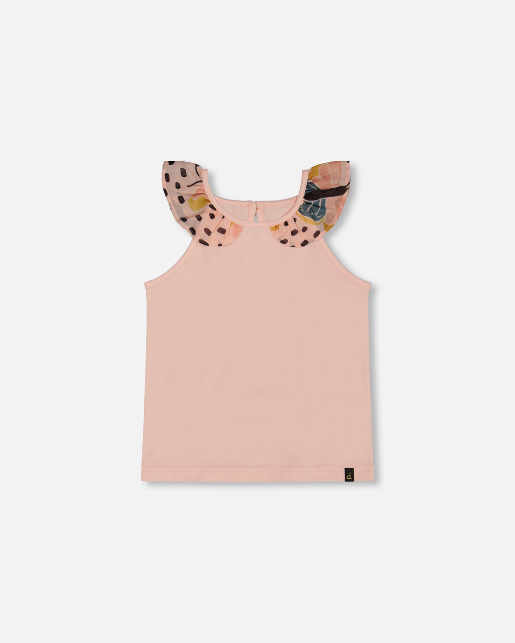 Organic Cotton Tank Top With Frill Pink And Black Butterfly