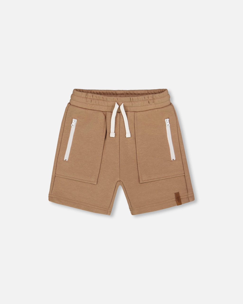 French Terry Zip Pocket Shorts Beige