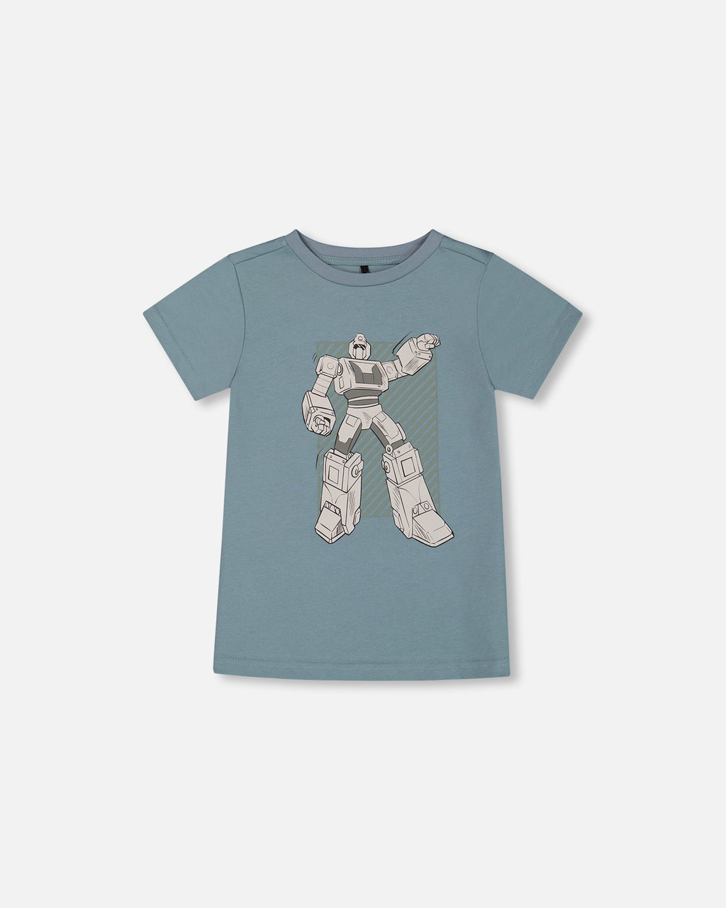 Organic Cotton Graphic Tee Grayish Teal And Robot