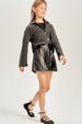 Faux Leather Pleated Shorts - blk